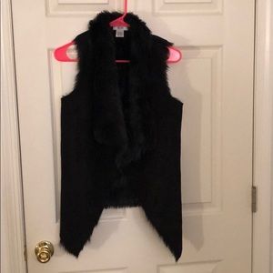 Black faux fur vest